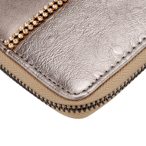 Fashion Rhinestones Women Retro Long Zipper Purse Clutch Wallet